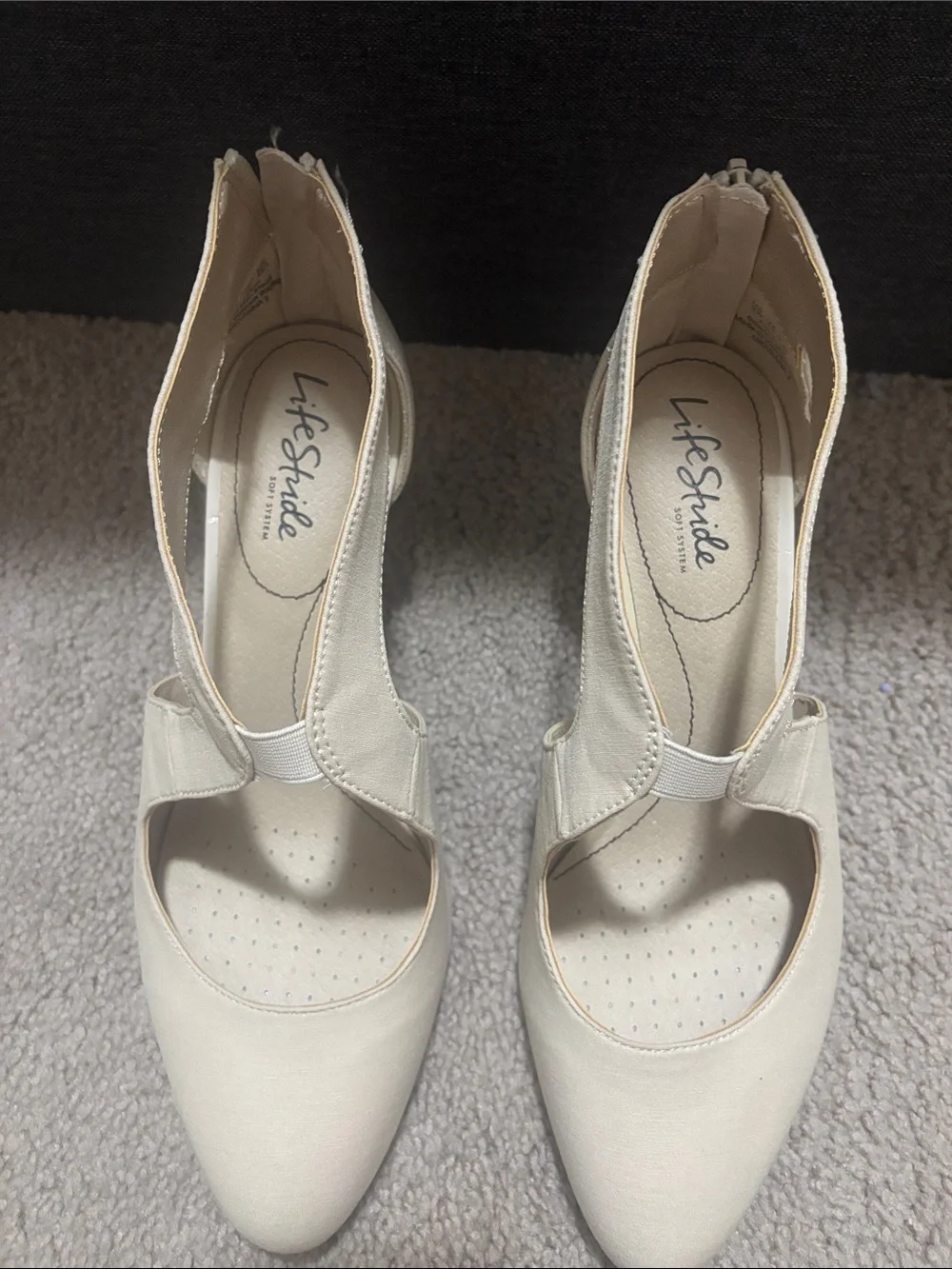 Life Stride Ivory Cutout Pointed-Toe Heels